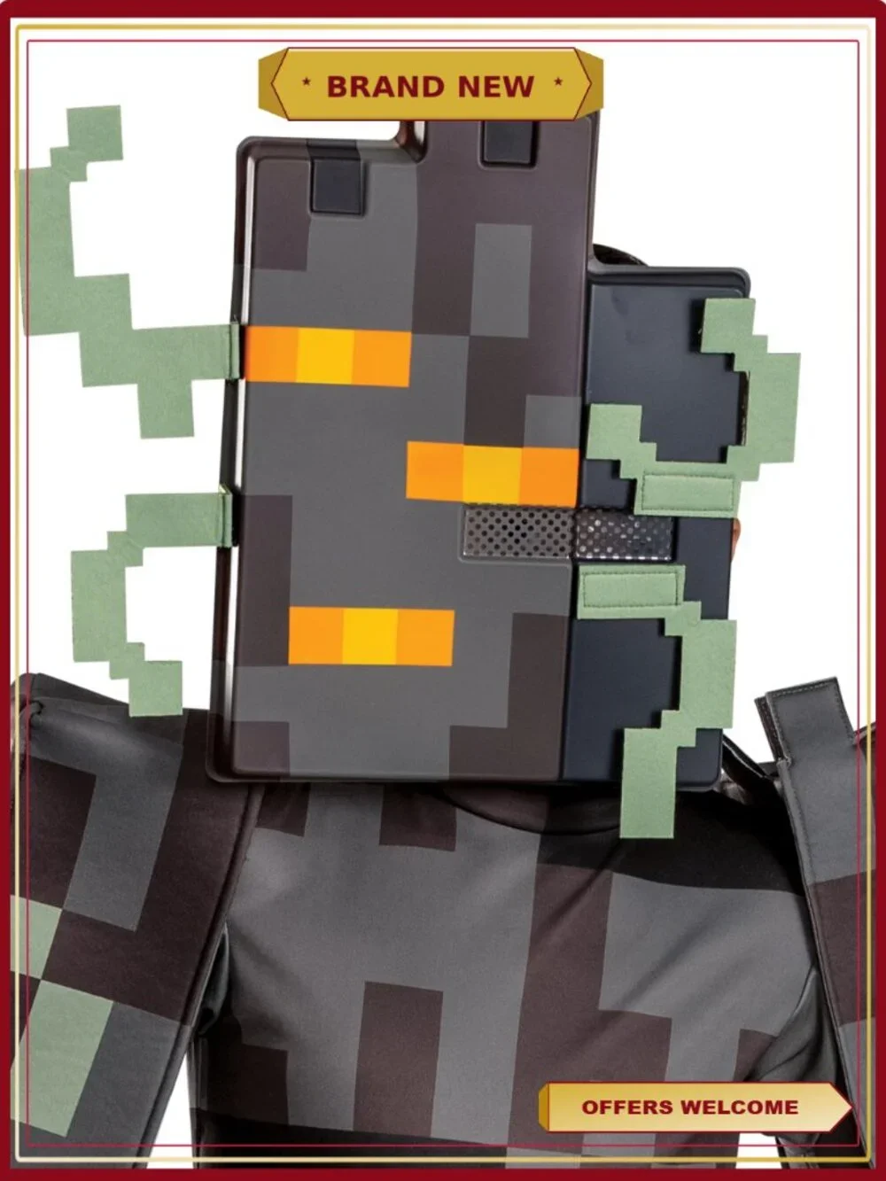 Minecraft Creaking Classic Halloween Costume Boys Size S Jumpsuit Mask